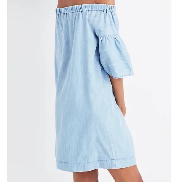 Madewell Denim Azalea Off the Shoulder Dress Size Small - Picture 2 of 5